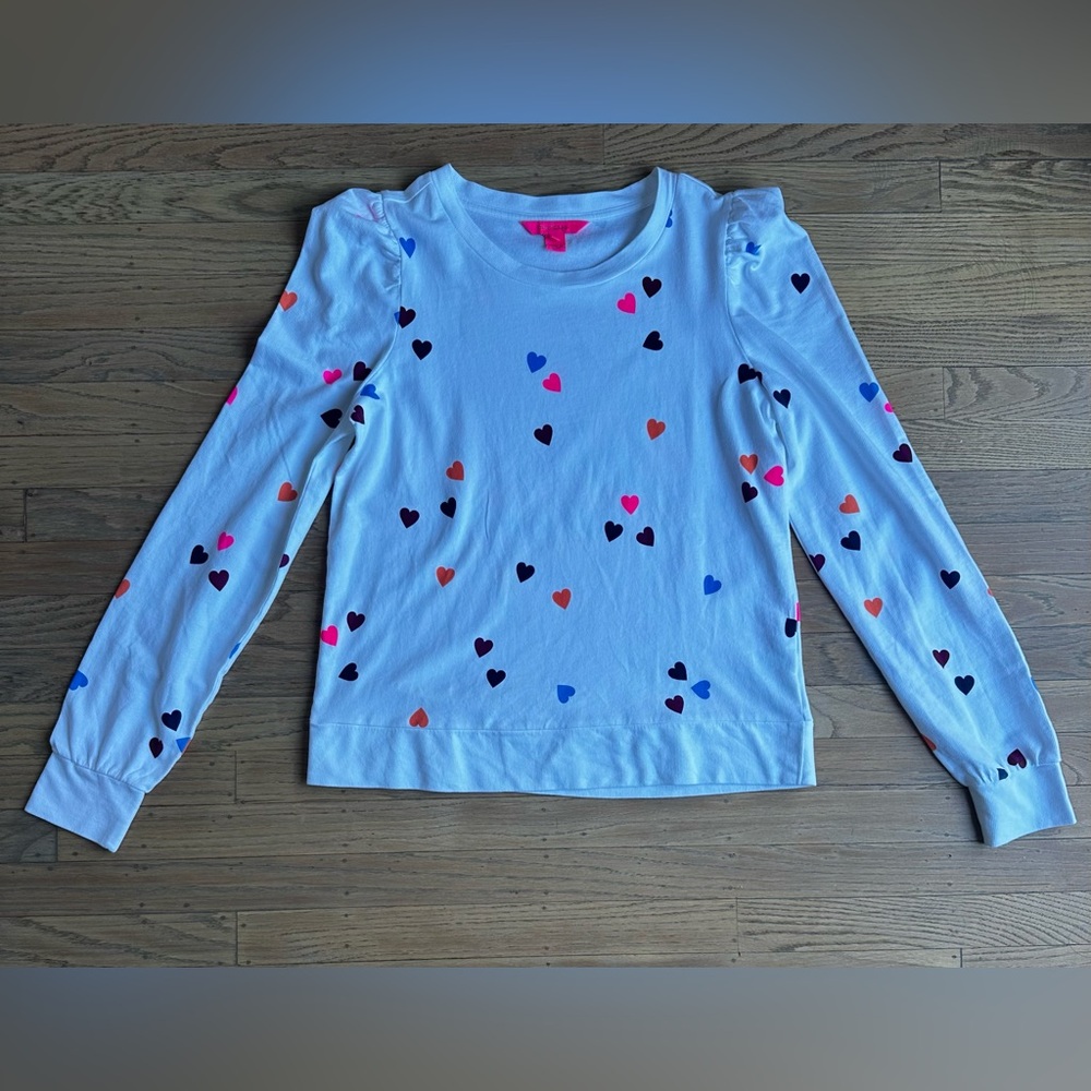 Lilly Pulitzer Jansen Sweatshirt L/S hearts top | medium